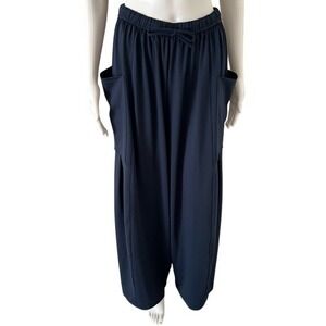 Halara Navy Elastic Waistband Drawstring loose fit Flowy Wide Leg Pant -Small